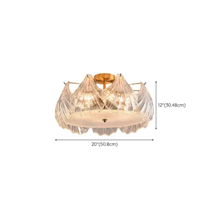 Luxury Living Room Ceiling Light with Glass Shell Shade Image - 29
