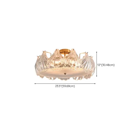 Luxury Living Room Ceiling Light with Glass Shell Shade Image - 30