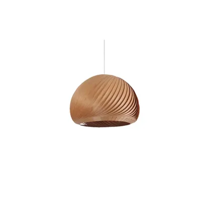 Japanese Wood Round Ball Pendant Lamp for Dining Room Image - 9