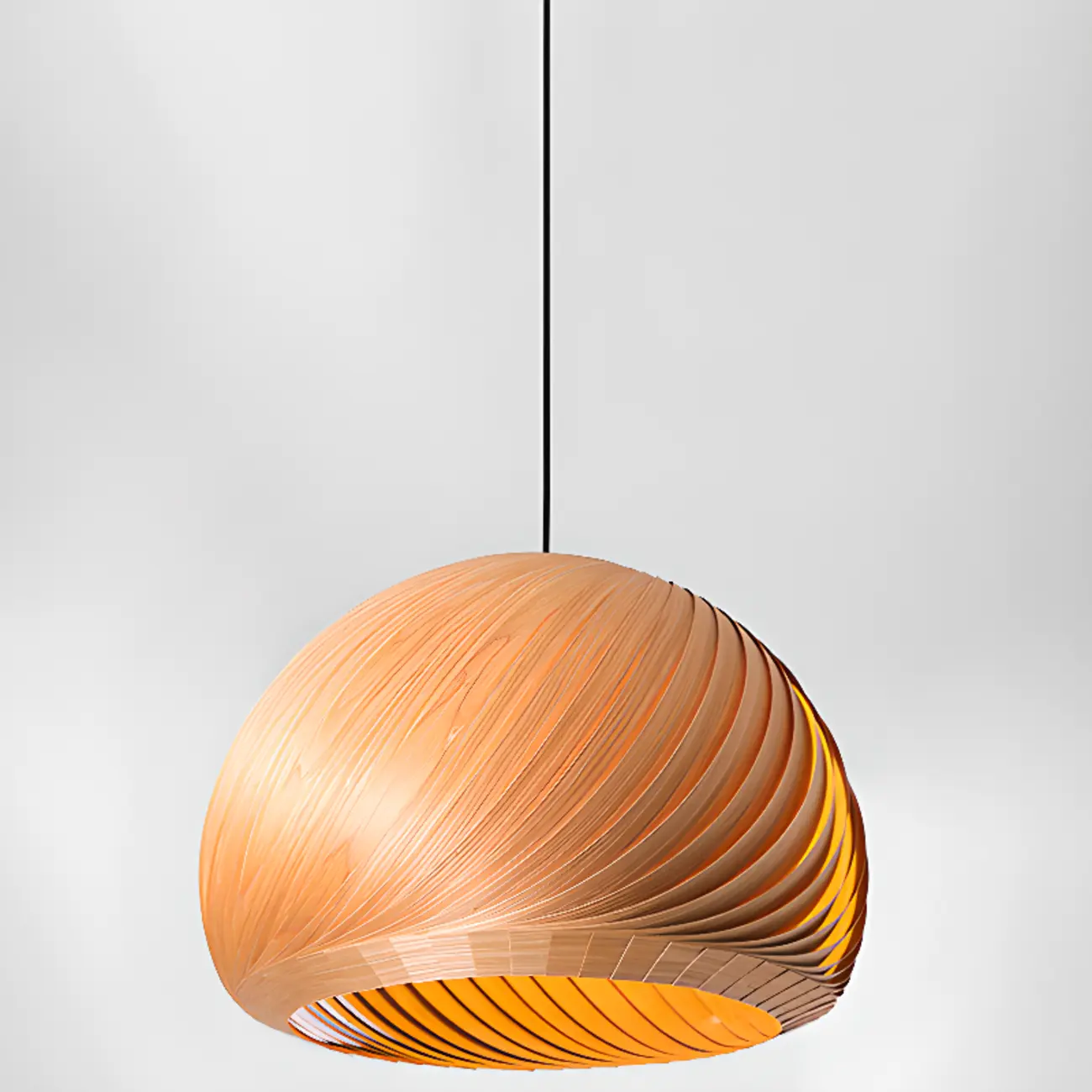 Japanese Wood Round Ball Pendant Lamp for Dining Room Image - 10 | homeyfad