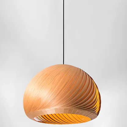 Japanese Wood Round Ball Pendant Lamp for Dining Room Image - 10
