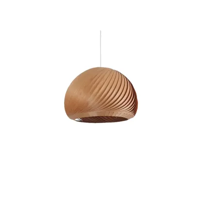 Japanese Wood Round Ball Pendant Lamp for Dining Room Image - 11