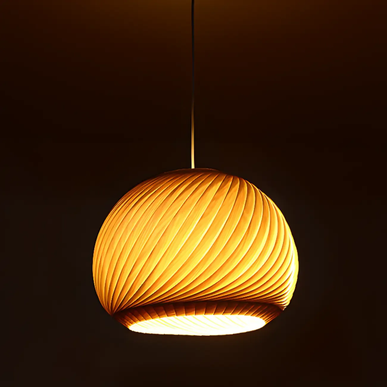 Japanese Wood Round Ball Pendant Lamp for Dining Room Image - 12