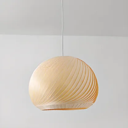 Japanese Wood Round Ball Pendant Lamp for Dining Room Image - 13