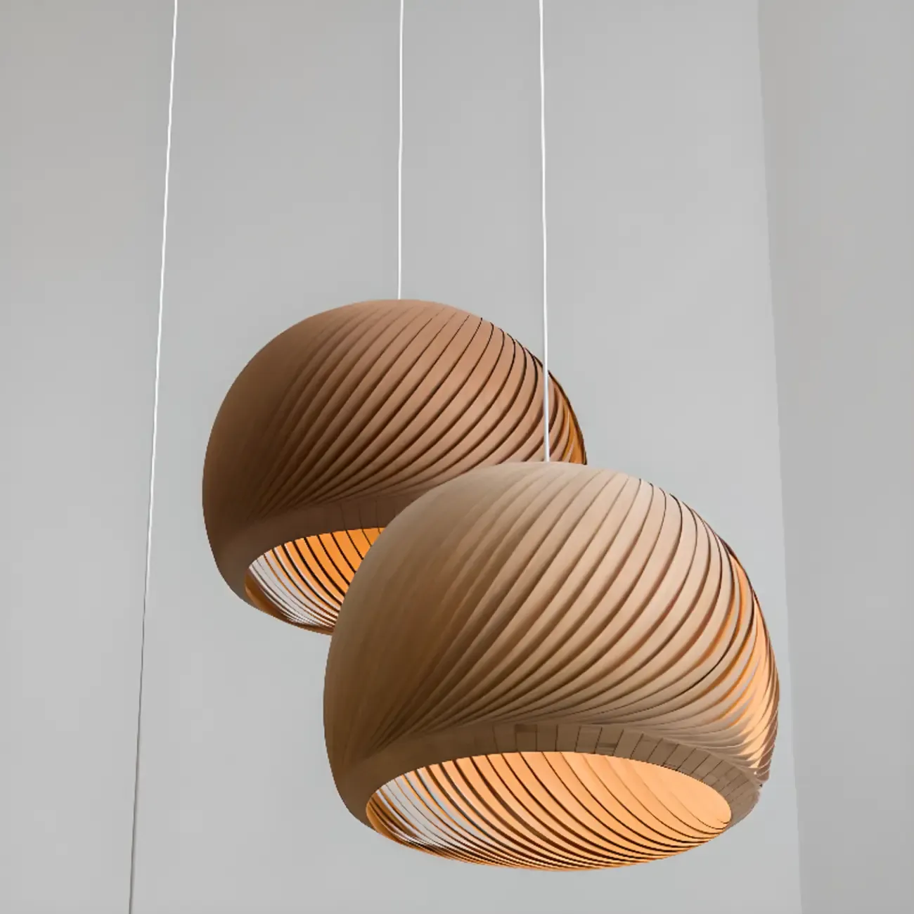 Japanese Wood Round Ball Pendant Lamp for Dining Room Image - 14