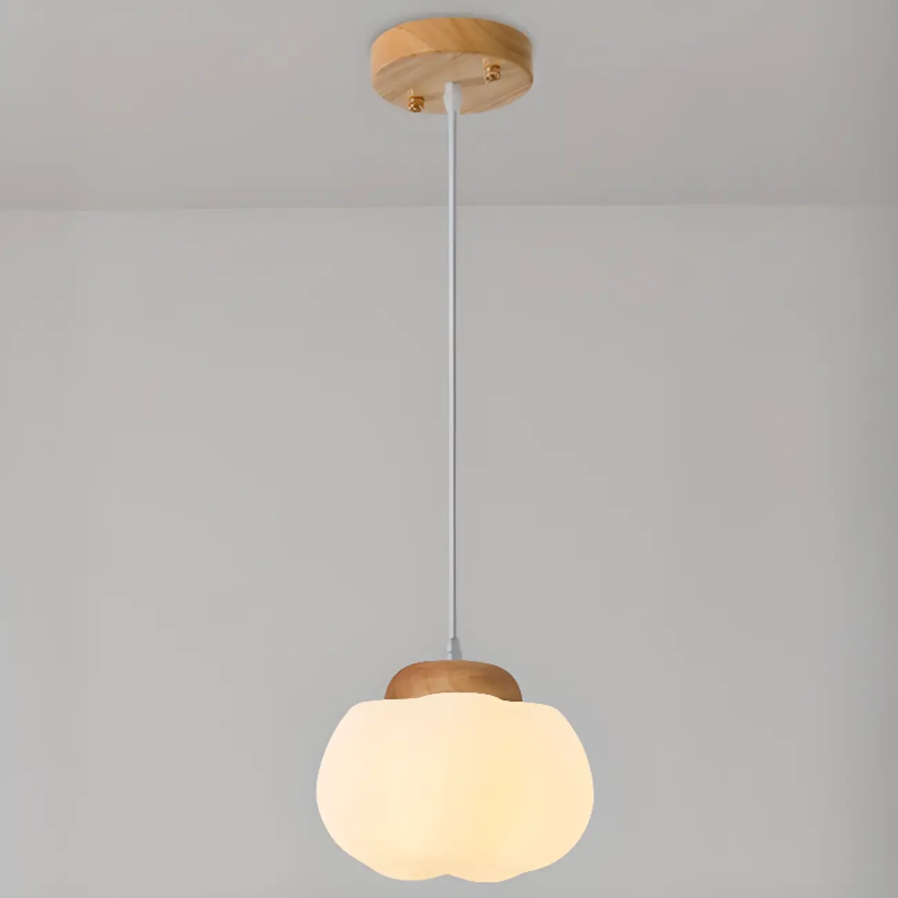 Cream Pumpkin Shape Pendant Light with Adjustable Hanging Length Image - 2 | homeyfad