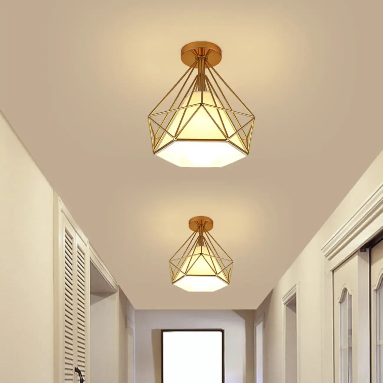 Creative Iron LED Semi Flush Lamp Fixture for Indoor Lighting Image - 1