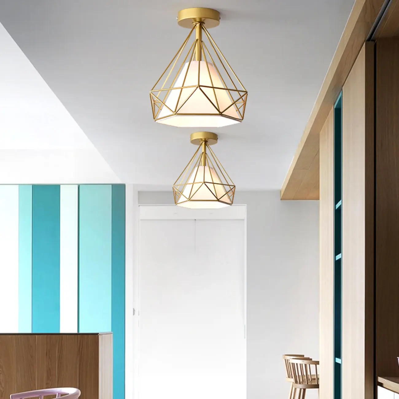 Creative Iron LED Semi Flush Lamp Fixture for Indoor Lighting Image - 7 | homeyfad