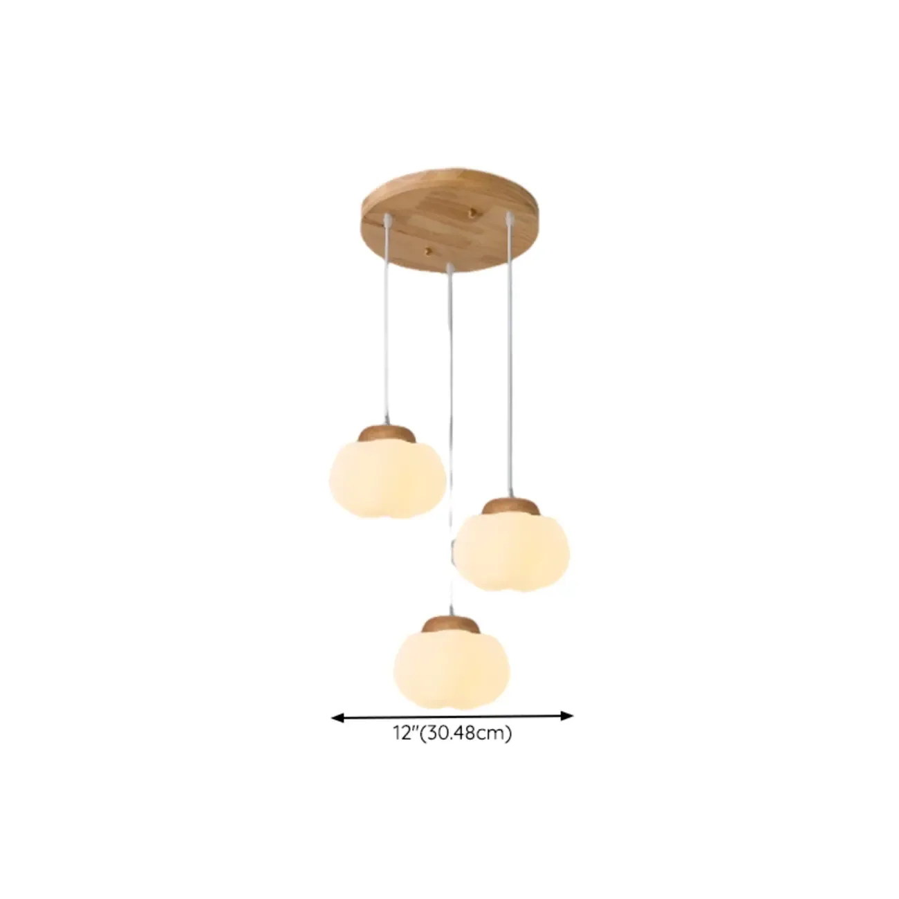 Cream Pumpkin Shape Pendant Light with Adjustable Hanging Length Image - 11
