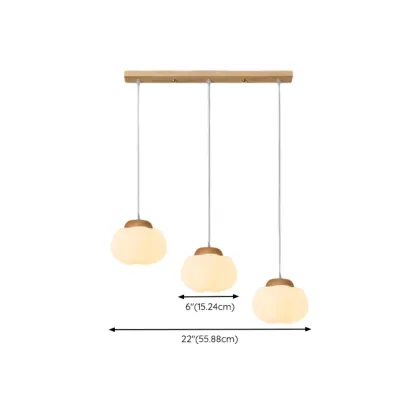Cream Pumpkin Shape Pendant Light with Adjustable Hanging Length Image - 12