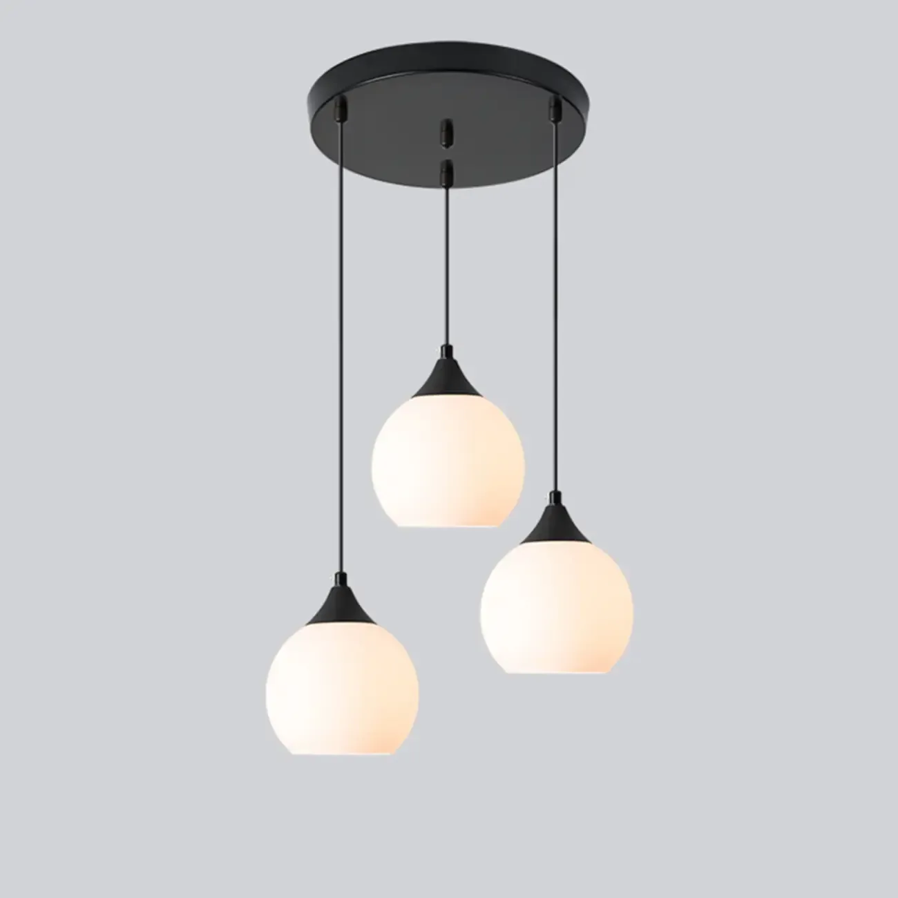 Modern 3-Light Cluster Pendant Light with Chalk Glass for Dining Room Image - 5