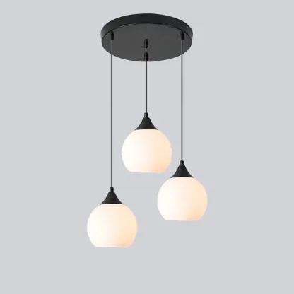 Modern 3-Light Cluster Pendant Light with Chalk Glass for Dining Room Image - 5