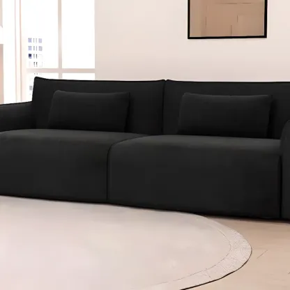 110"L Modern Black Chenille 3-Seat Sofa with Pillows Image - 5