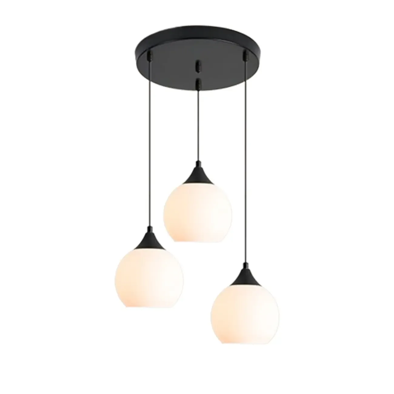 Modern 3-Light Cluster Pendant Light with Chalk Glass for Dining Room Image - 6