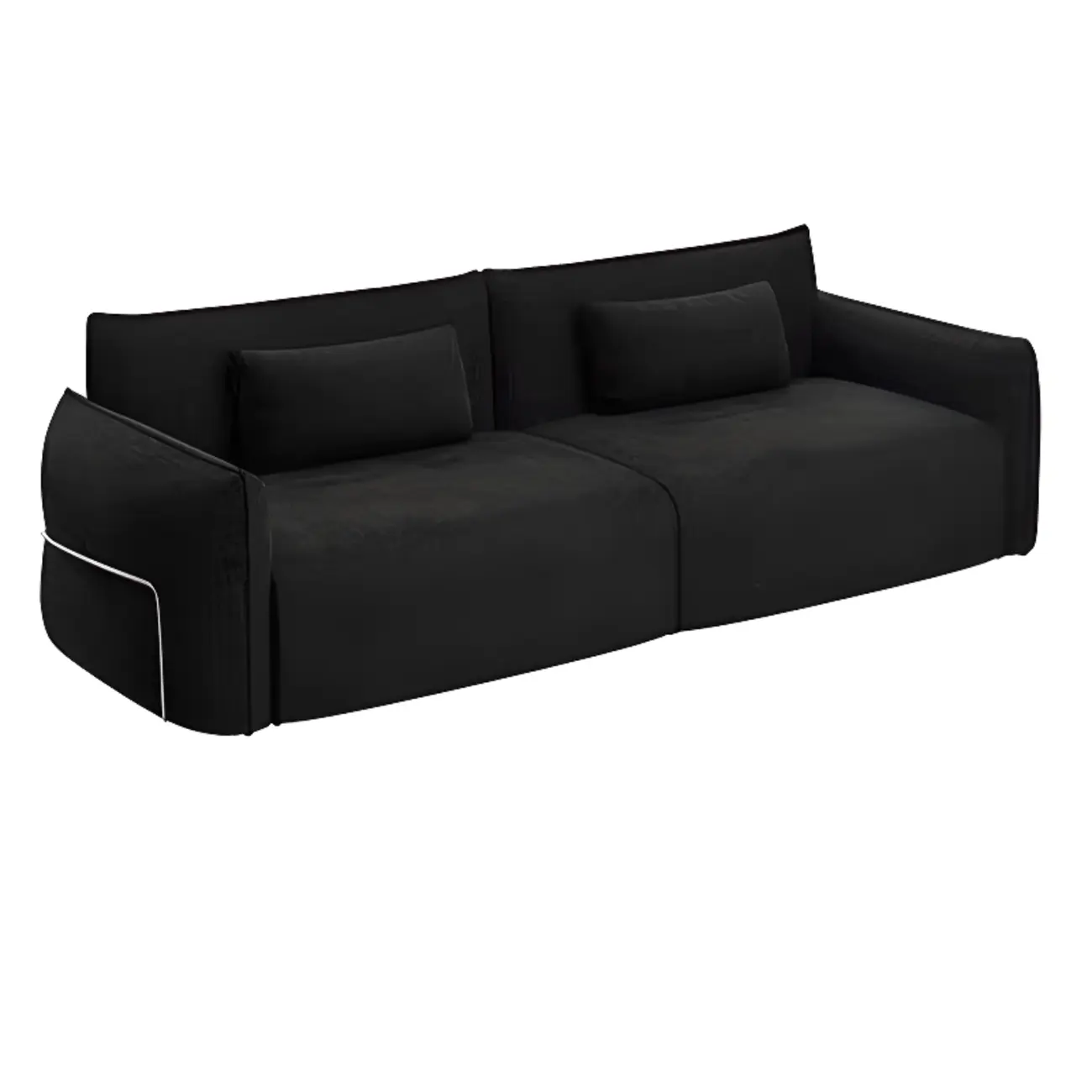 110"L Modern Black Chenille 3-Seat Sofa with Pillows Image - 8 | homeyfad