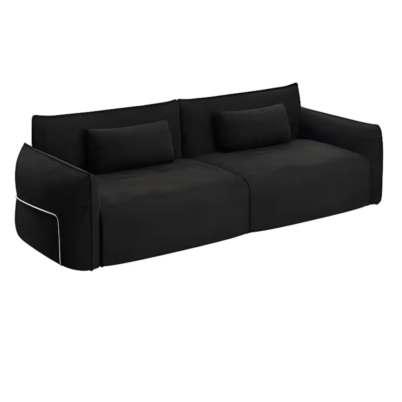 110"L Modern Black Chenille 3-Seat Sofa with Pillows Image - 8