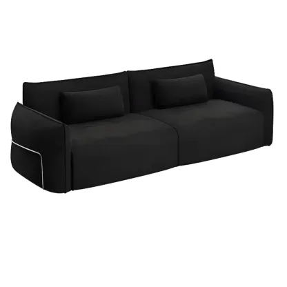 110"L Modern Black Chenille 3-Seat Sofa with Pillows Image - 8
