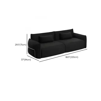 110"L Modern Black Chenille 3-Seat Sofa with Pillows #size