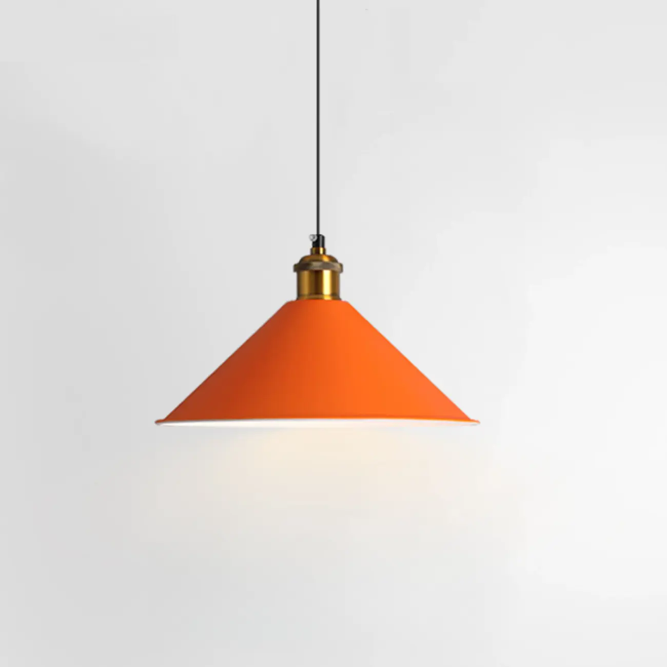 Industrial Orange Cone Pendant Light for Dining Room Image - 2 | homeyfad