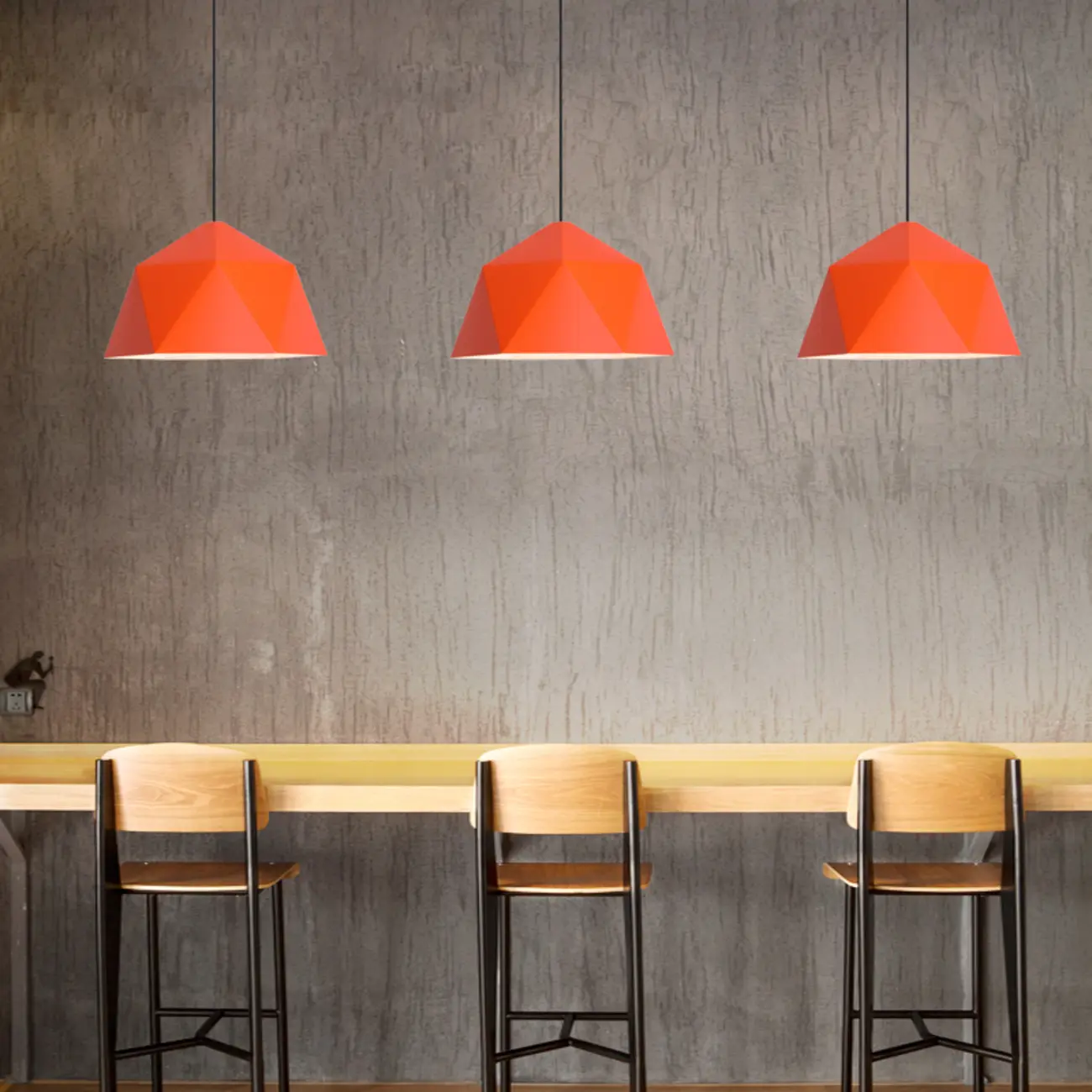 Industrial Orange Cone Pendant Light for Dining Room Image - 4 | homeyfad