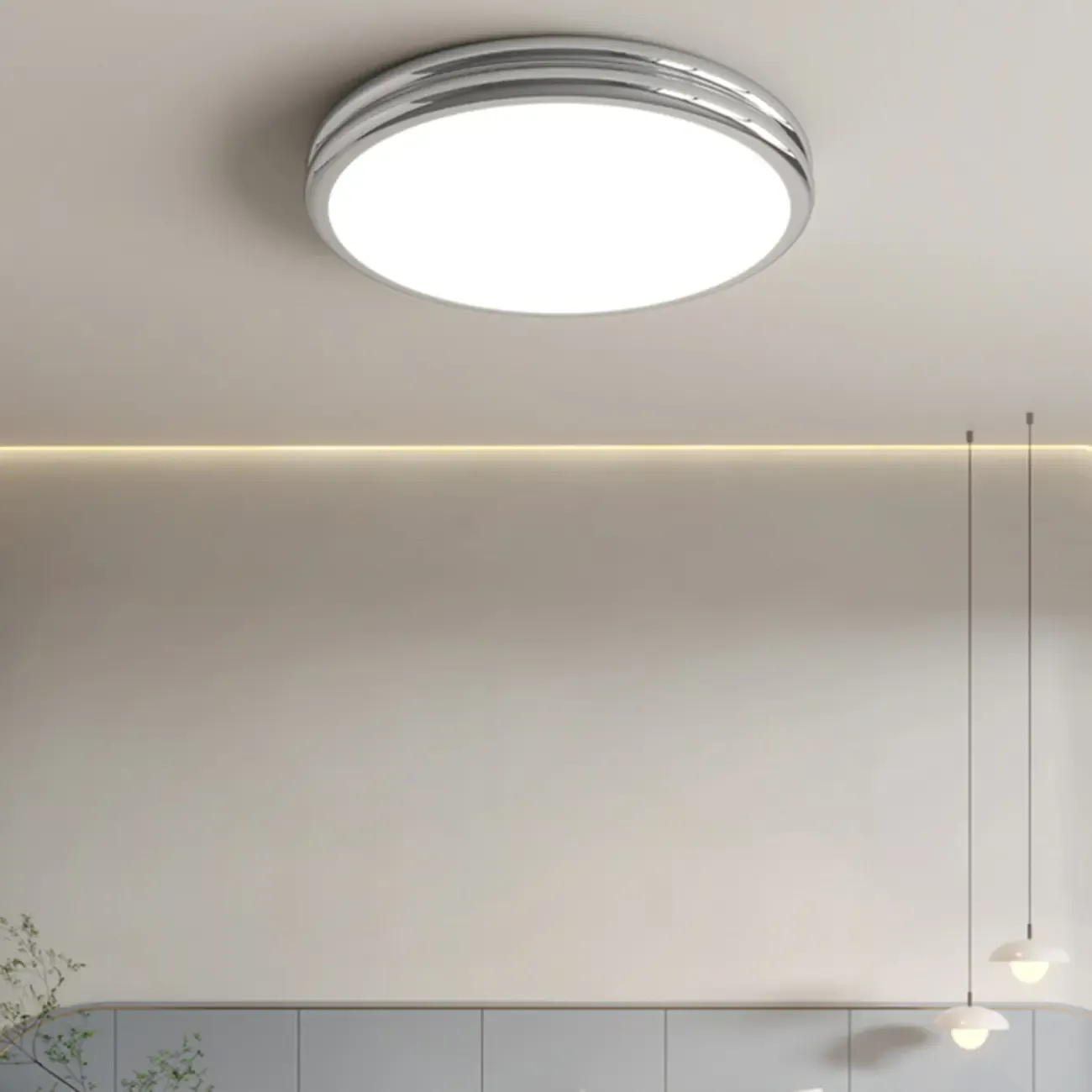 Double-Layer Round Flush Mount Ceiling Light for Living Room Image - 8