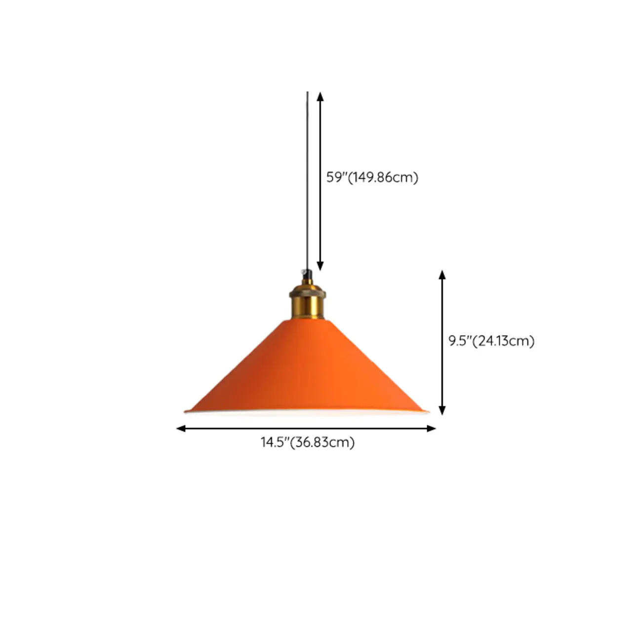 Industrial Orange Cone Pendant Light for Dining Room #size | homeyfad