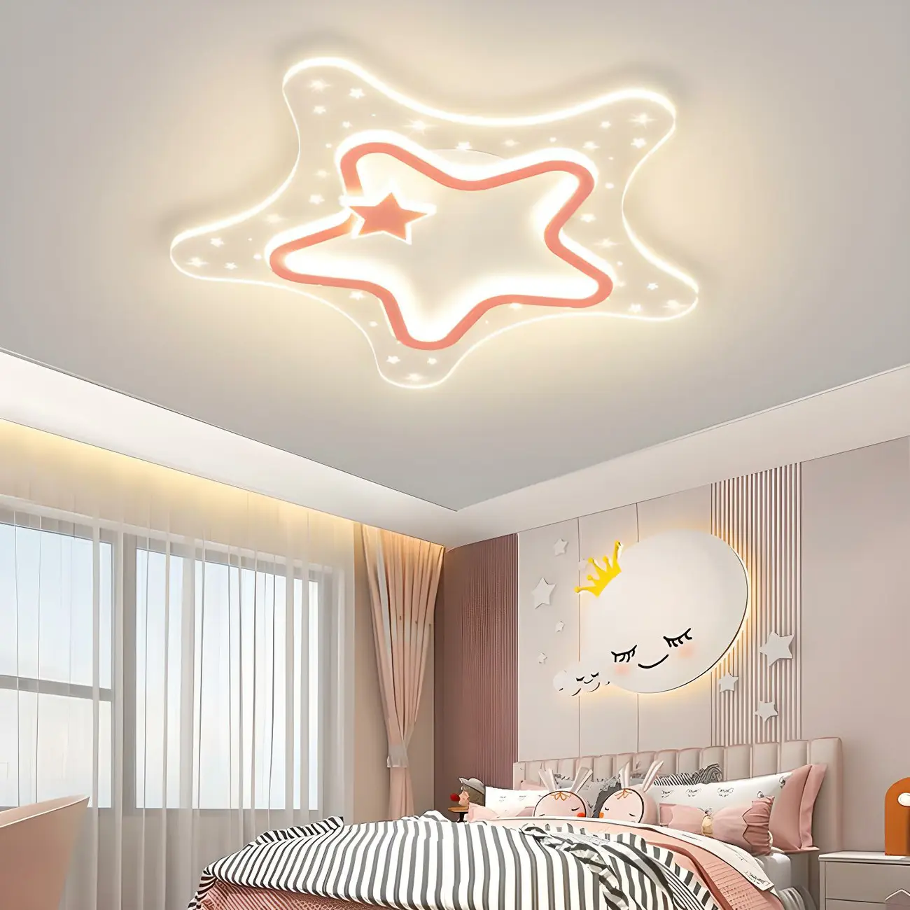 Dimmable Star LED Flush Ceiling Light for Kids Bedroom Decor Image - 1 | homeyfad