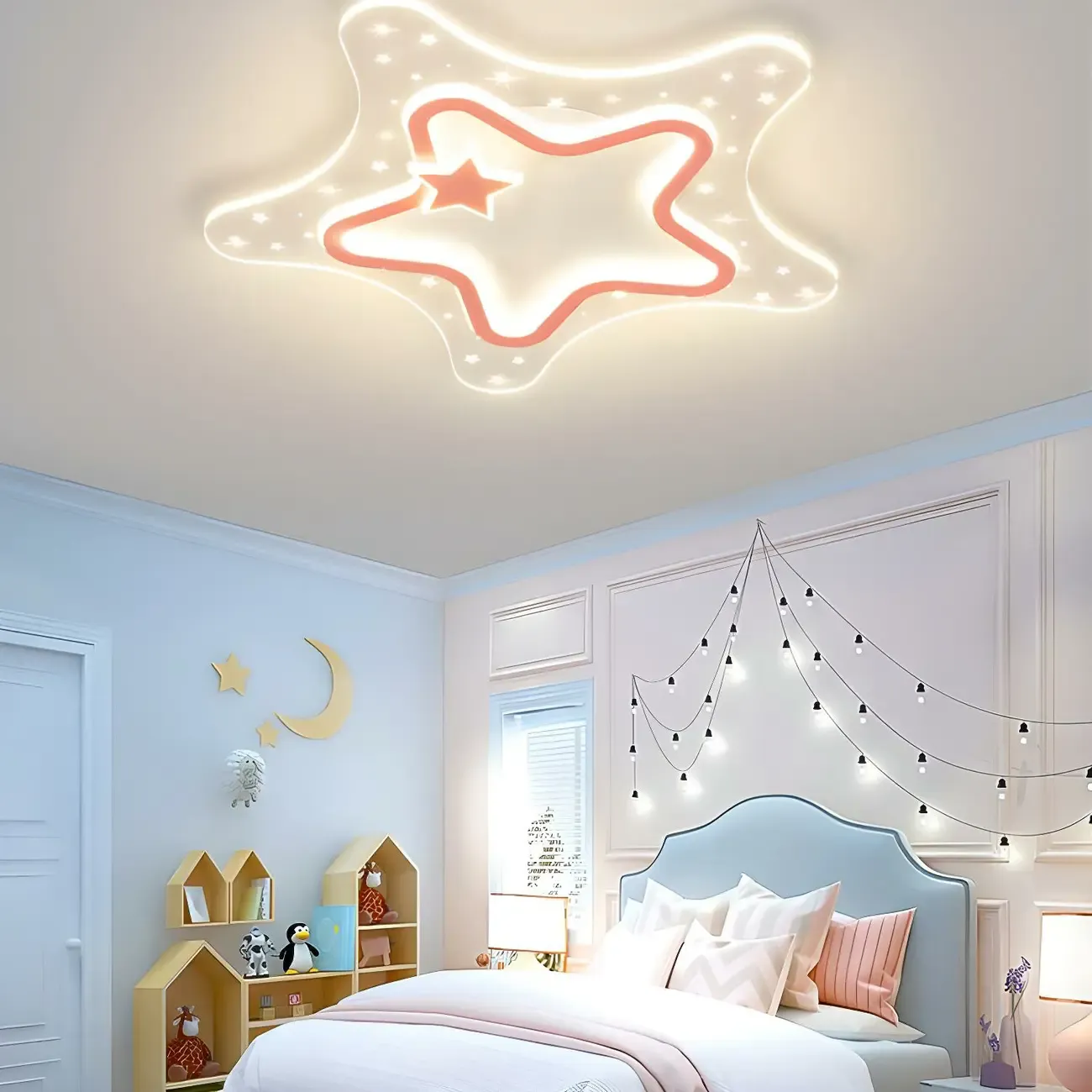 Dimmable Star LED Flush Ceiling Light for Kids Bedroom Decor Image - 4