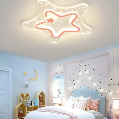 Dimmable Star LED Flush Ceiling Light for Kids Bedroom Decor Image - 4