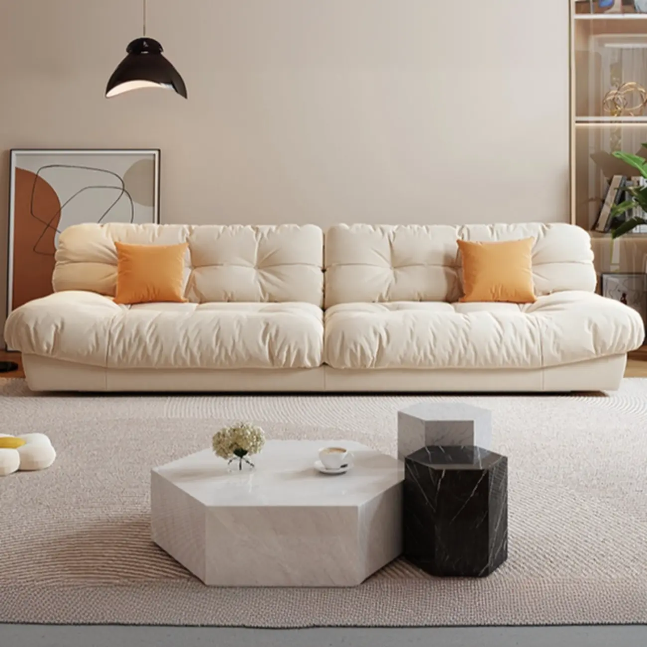 Modern Off-White Upholstery 3-Seat Sofa with Concealed Support Image - 1 | homeyfad