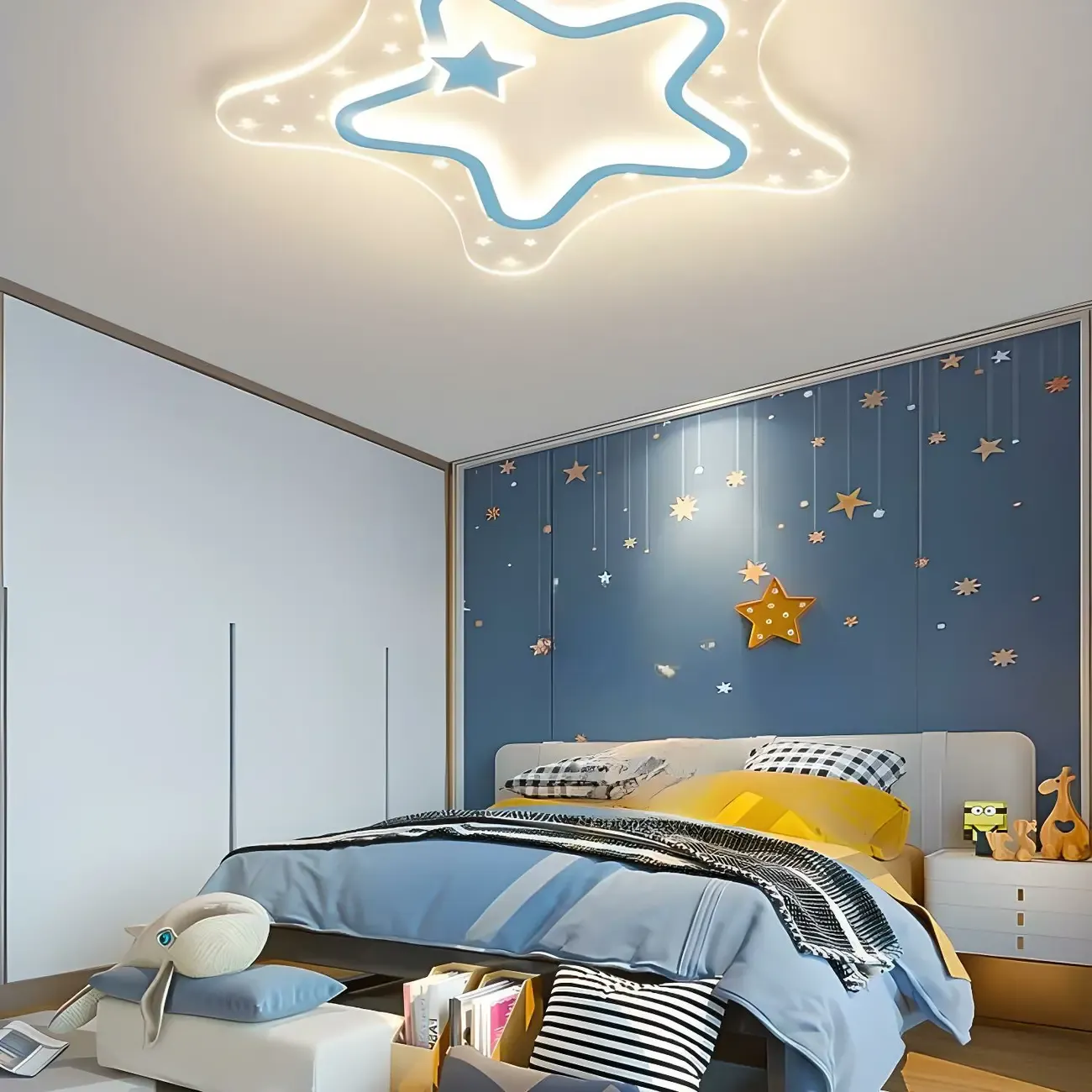 Dimmable Star LED Flush Ceiling Light for Kids Bedroom Decor Image - 6