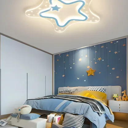 Dimmable Star LED Flush Ceiling Light for Kids Bedroom Decor Image - 6
