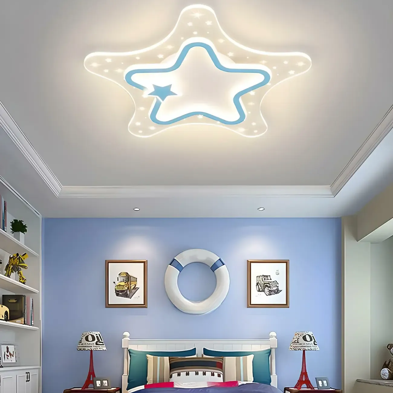 Dimmable Star LED Flush Ceiling Light for Kids Bedroom Decor Image - 8