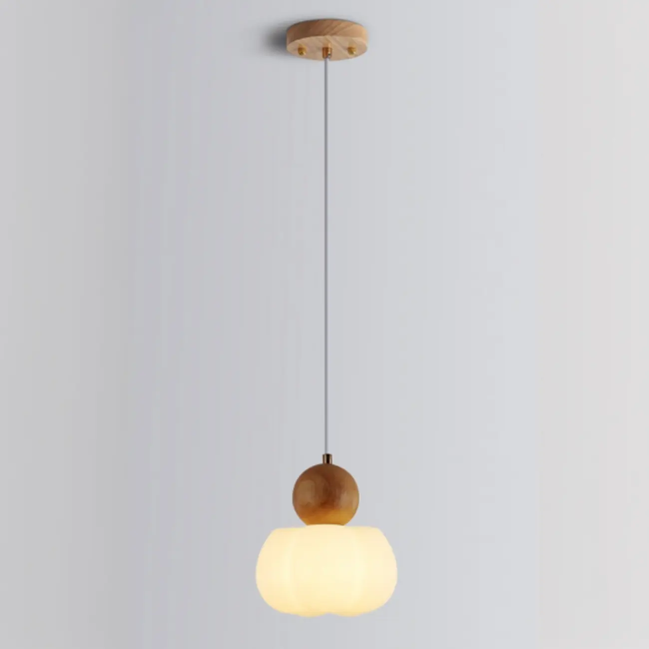 Modern Cloud Bedside Pendant Light with Wooden Ball Image - 8 | homeyfad