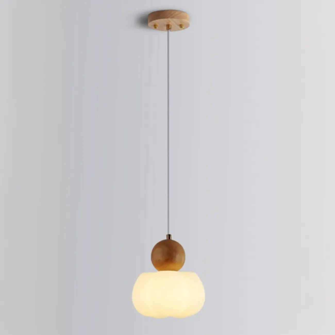 Modern Cloud Bedside Pendant Light with Wooden Ball Image - 8