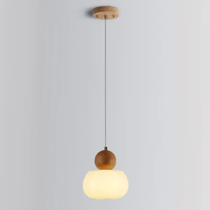 Modern Cloud Bedside Pendant Light with Wooden Ball Image - 8