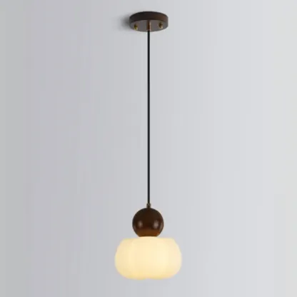 Modern Cloud Bedside Pendant Light with Wooden Ball Image - 9