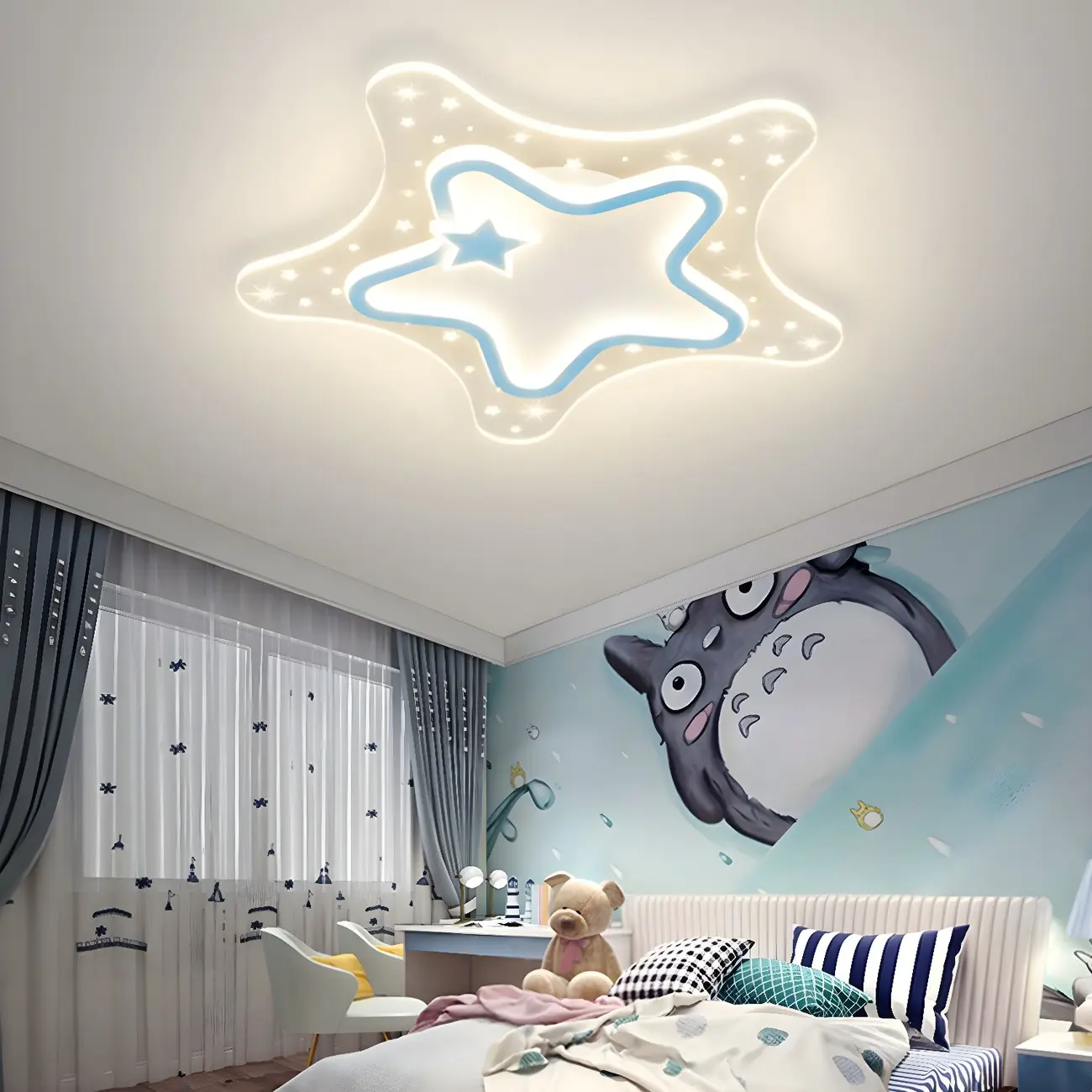 Dimmable Star LED Flush Ceiling Light for Kids Bedroom Decor Image - 13 | homeyfad