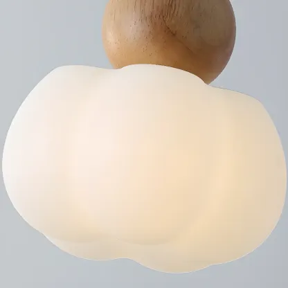 Modern Cloud Bedside Pendant Light with Wooden Ball Image - 11