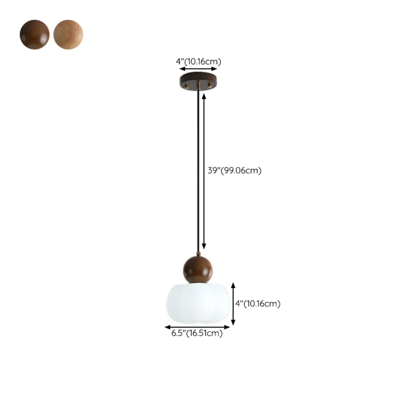 Modern Cloud Bedside Pendant Light with Wooden Ball #size