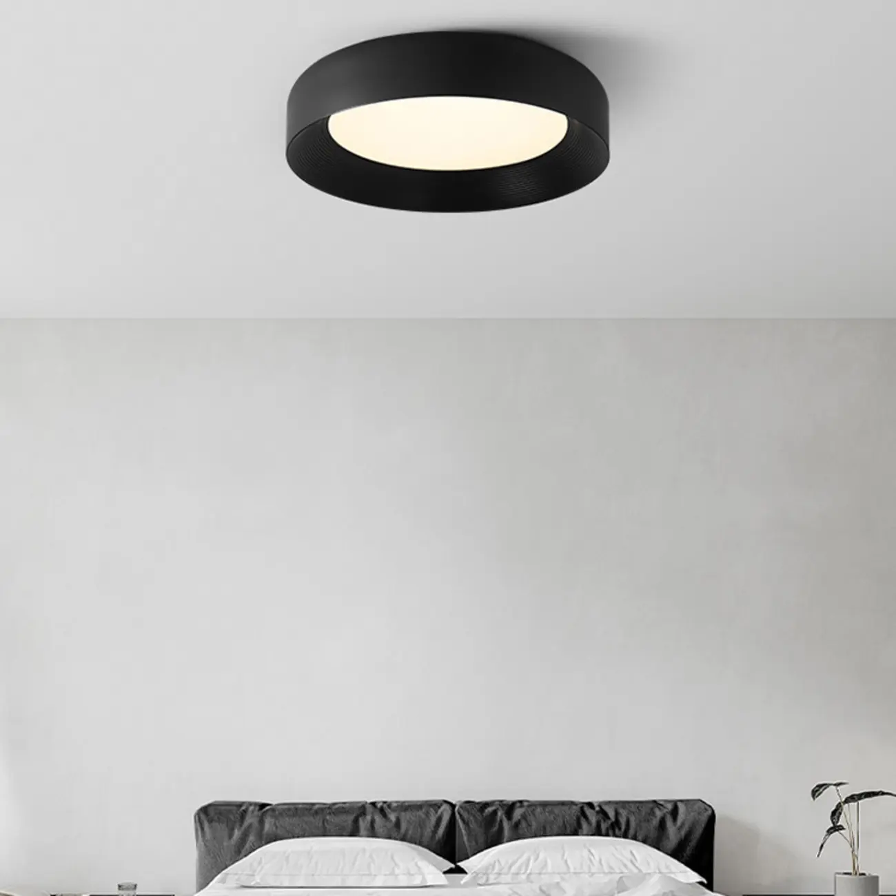 Minimalist Round Flush Mount Ceiling Light with Black Shade Image - 1 | homeyfad