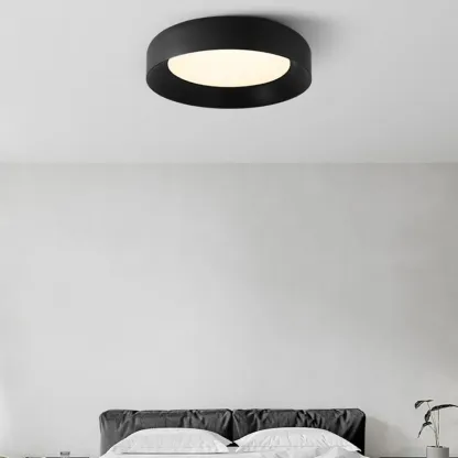 Minimalist Round Flush Mount Ceiling Light with Black Shade Image - 1