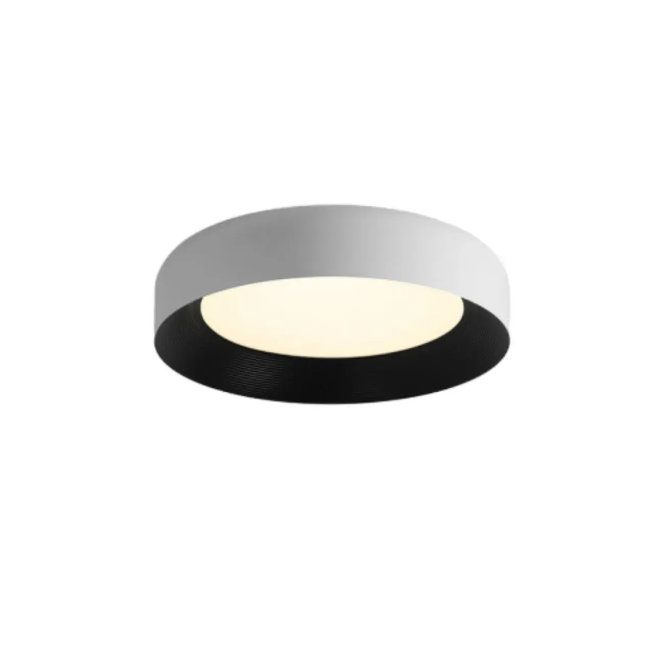 Minimalist Round Flush Mount Ceiling Light with Black Shade Image - 2 | homeyfad