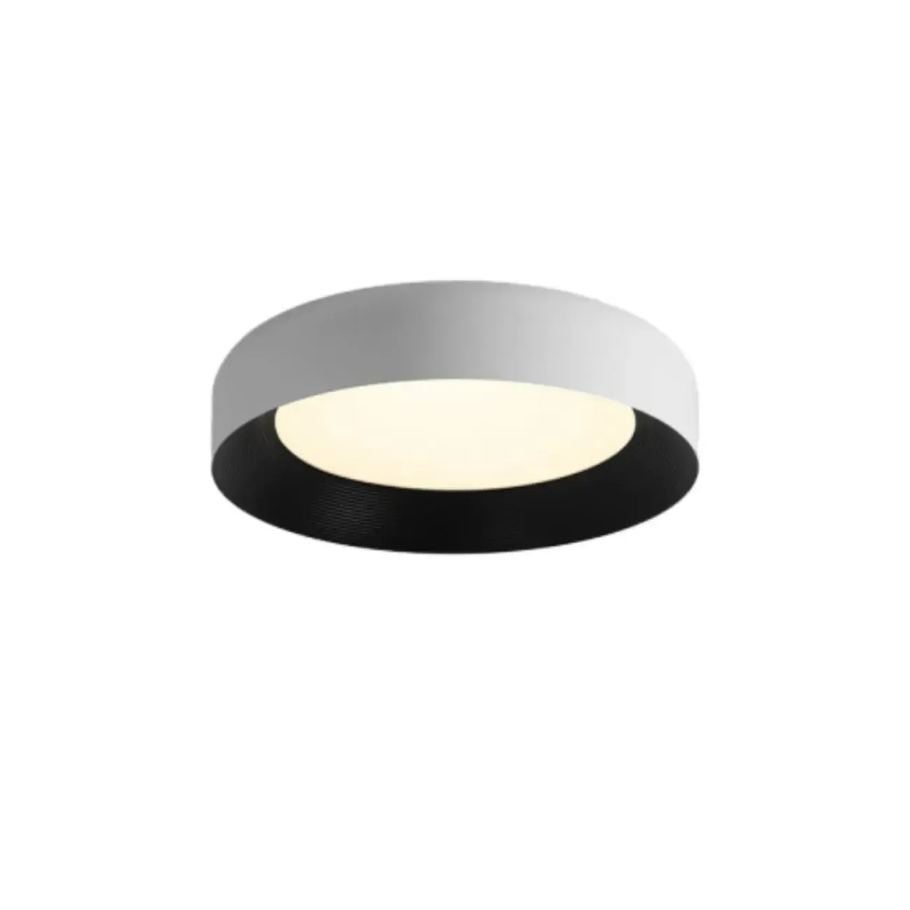 Minimalist Round Flush Mount Ceiling Light with Black Shade Image - 2