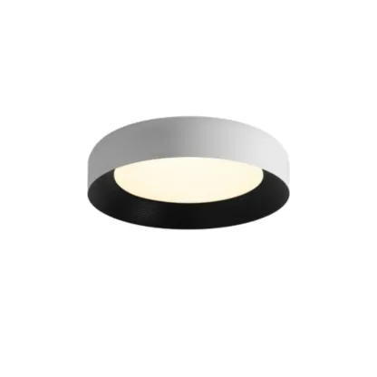 Minimalist Round Flush Mount Ceiling Light with Black Shade Image - 2