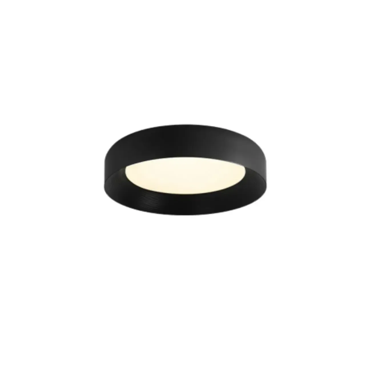 Minimalist Round Flush Mount Ceiling Light with Black Shade Image - 3