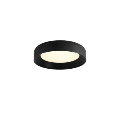 Minimalist Round Flush Mount Ceiling Light with Black Shade Image - 3