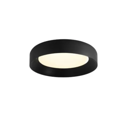 Minimalist Round Flush Mount Ceiling Light with Black Shade Image - 5