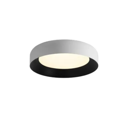 Minimalist Round Flush Mount Ceiling Light with Black Shade Image - 7