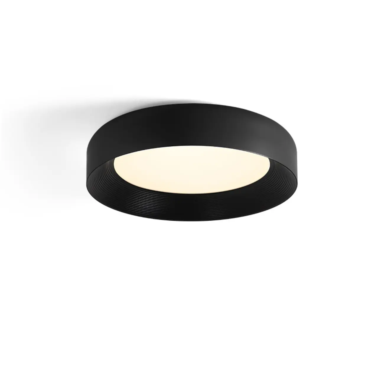 Minimalist Round Flush Mount Ceiling Light with Black Shade Image - 10 | homeyfad